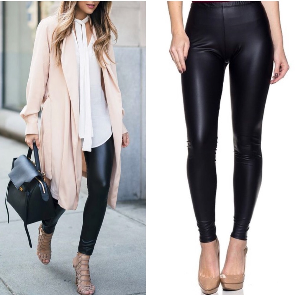 Matte Liquid Faux Leather Stretch Leggings - Picture 1 of 2